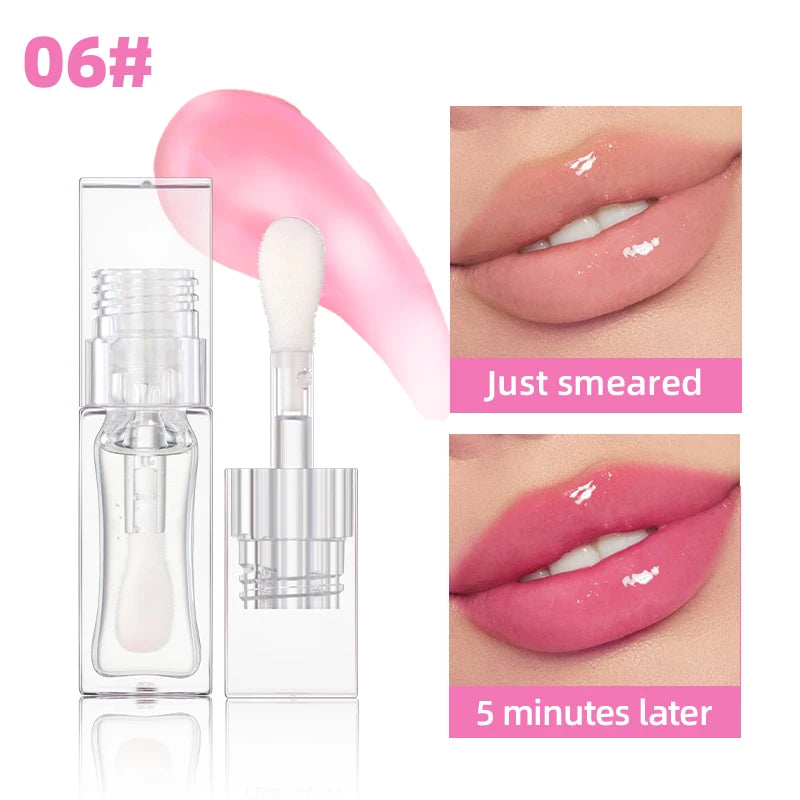 1Pc Temperature Color Change Lip Oil Lipgloss Moisturizing Lasting Pink Clear Lip Glaze Pearlescent Lipgloss Makeup New