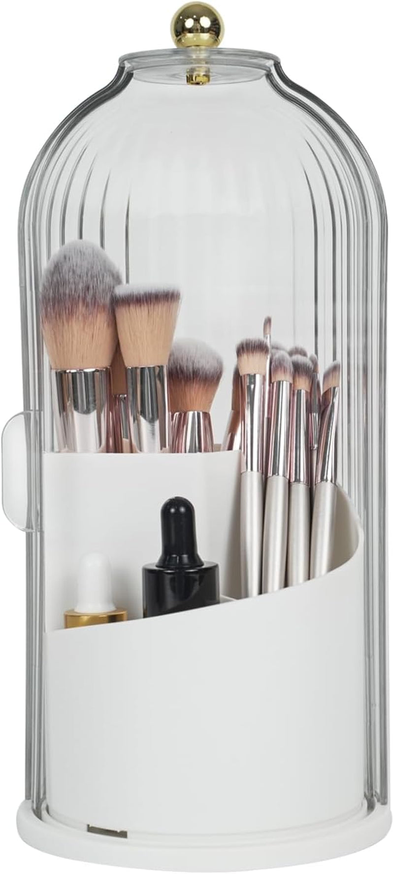 Organizador de brochas de Maquillaje con Tapa, Giratorio 360 Grados, Transparente, a Prueba de Polvo Organizador de brochas de Maquillaje para tocador, Escritorio, encimera de baño