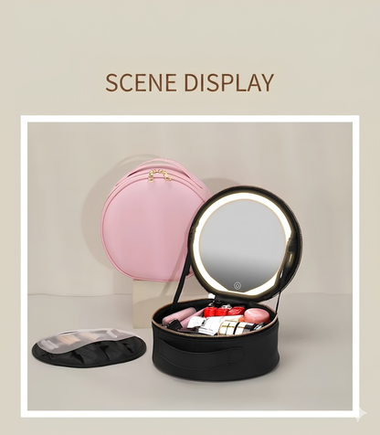 GlowCase™ Organizador de Maquillaje con Luz LED — Neceser Portátil con Espejo e Iluminación
