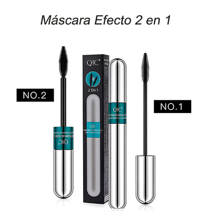Máscara de Fibra de Seda 2 en 1 – Volumen, Alargamiento e Impermeable
