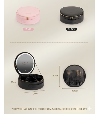 GlowCase™ Organizador de Maquillaje con Luz LED — Neceser Portátil con Espejo e Iluminación