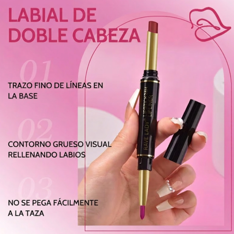 Labial Mate 2 en 1 + Perfilador – Larga Duración