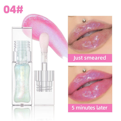 1Pc Temperature Color Change Lip Oil Lipgloss Moisturizing Lasting Pink Clear Lip Glaze Pearlescent Lipgloss Makeup New