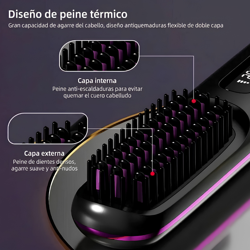 Cepillo Alisador Inalámbrico Iónico con LCD – Portátil y Sin Cables