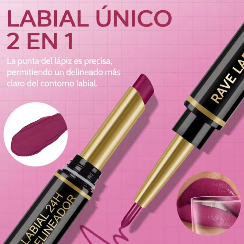 Labial Mate 2 en 1 + Perfilador – Larga Duración