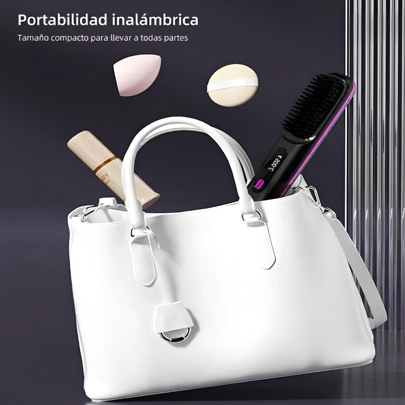Cepillo Alisador Inalámbrico Iónico con LCD – Portátil y Sin Cables