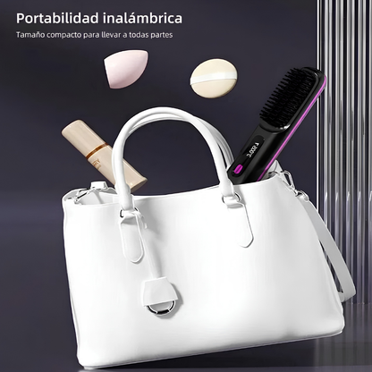 Cepillo Alisador Inalámbrico Iónico con LCD – Portátil y Sin Cables