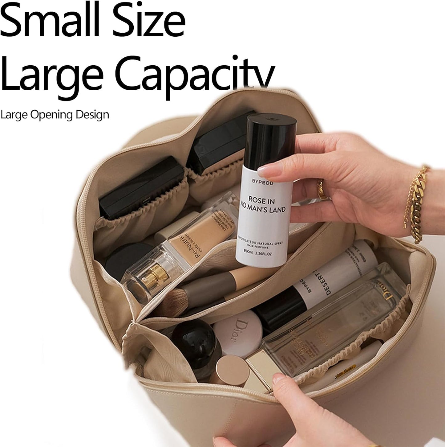 Bolsa de Cosméticos de Viaje de Gran Capacidad, Bolsa de Maquillaje de PU, Bolsa de Maquillaje de PU de Primera Calidad con Asa para Cosméticos, Artículos de Aseo de Las Mujer