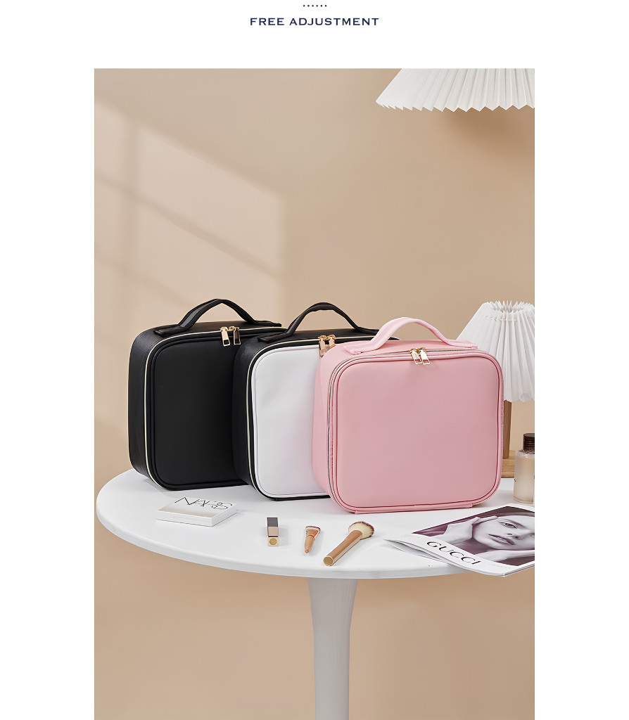 GlowCase™ Organizador de Maquillaje con Luz LED — Neceser Portátil con Espejo e Iluminación