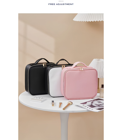 GlowCase™ Organizador de Maquillaje con Luz LED — Neceser Portátil con Espejo e Iluminación