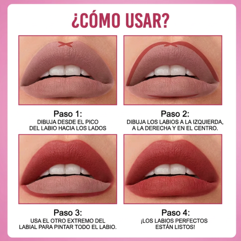 Labial Mate 2 en 1 + Perfilador – Larga Duración