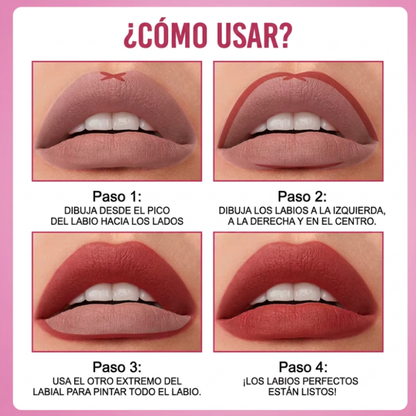 Labial Mate 2 en 1 + Perfilador – Larga Duración