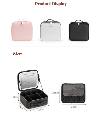 GlowCase™ Organizador de Maquillaje con Luz LED — Neceser Portátil con Espejo e Iluminación