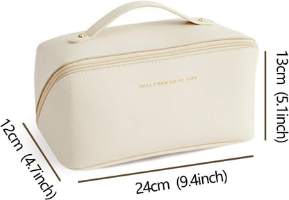Bolsa de Cosméticos de Viaje de Gran Capacidad, Bolsa de Maquillaje de PU, Bolsa de Maquillaje de PU de Primera Calidad con Asa para Cosméticos, Artículos de Aseo de Las Mujer