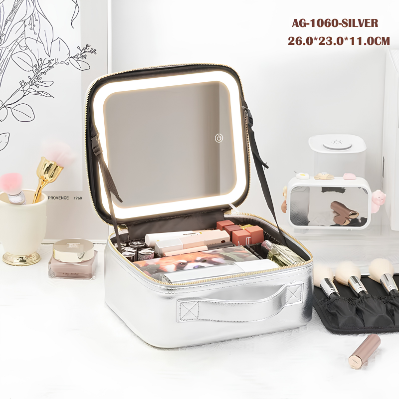 GlowCase™ Organizador de Maquillaje con Luz LED — Neceser Portátil con Espejo e Iluminación