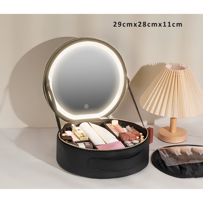 GlowCase™ Organizador de Maquillaje con Luz LED — Neceser Portátil con Espejo e Iluminación