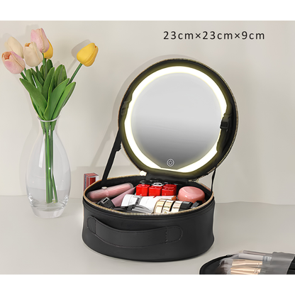 GlowCase™ Organizador de Maquillaje con Luz LED — Neceser Portátil con Espejo e Iluminación