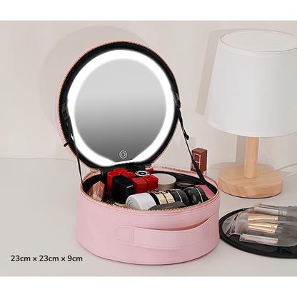 GlowCase™ Organizador de Maquillaje con Luz LED — Neceser Portátil con Espejo e Iluminación
