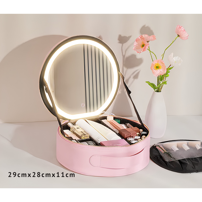 GlowCase™ Organizador de Maquillaje con Luz LED — Neceser Portátil con Espejo e Iluminación