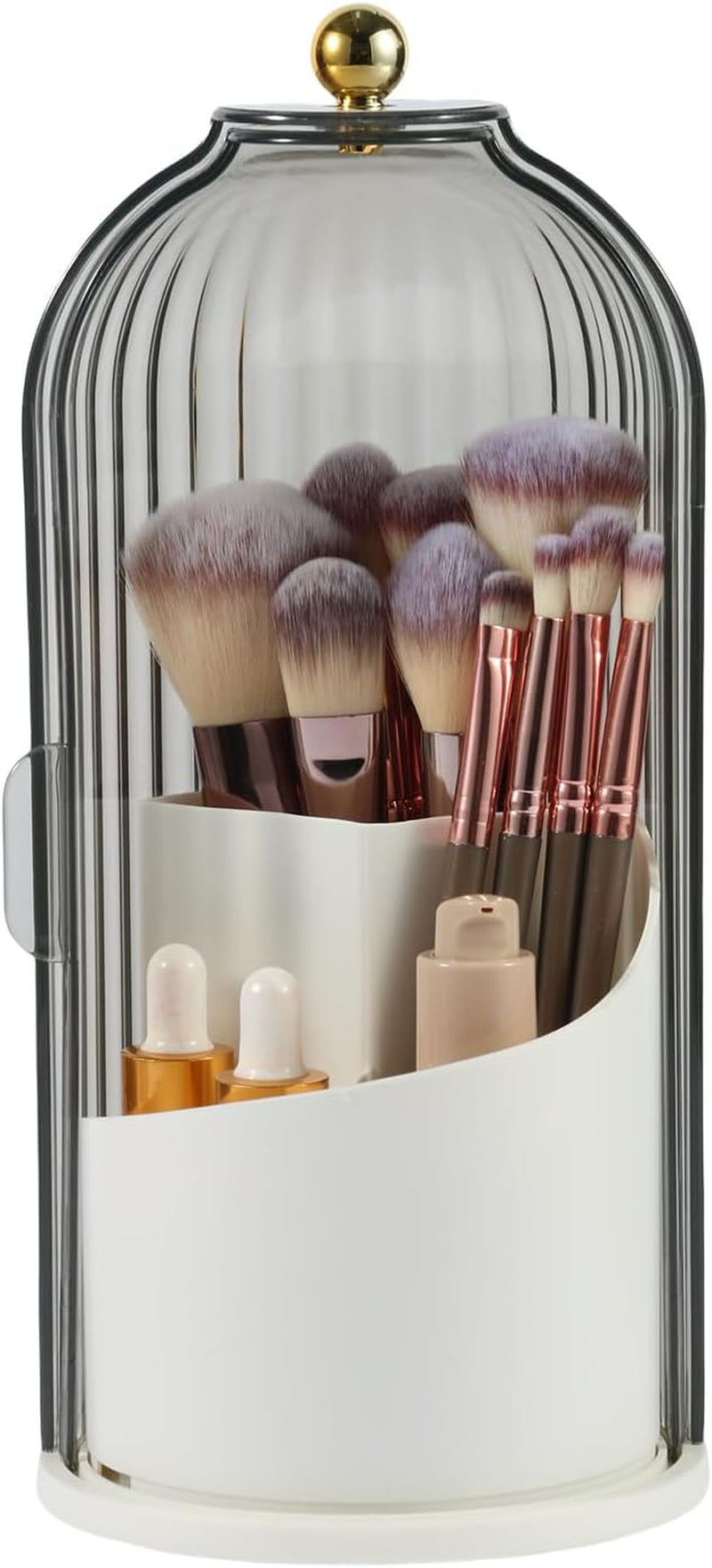 Organizador de brochas de Maquillaje con Tapa, Giratorio 360 Grados, Transparente, a Prueba de Polvo Organizador de brochas de Maquillaje para tocador, Escritorio, encimera de baño