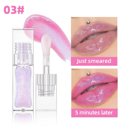 1Pc Temperature Color Change Lip Oil Lipgloss Moisturizing Lasting Pink Clear Lip Glaze Pearlescent Lipgloss Makeup New