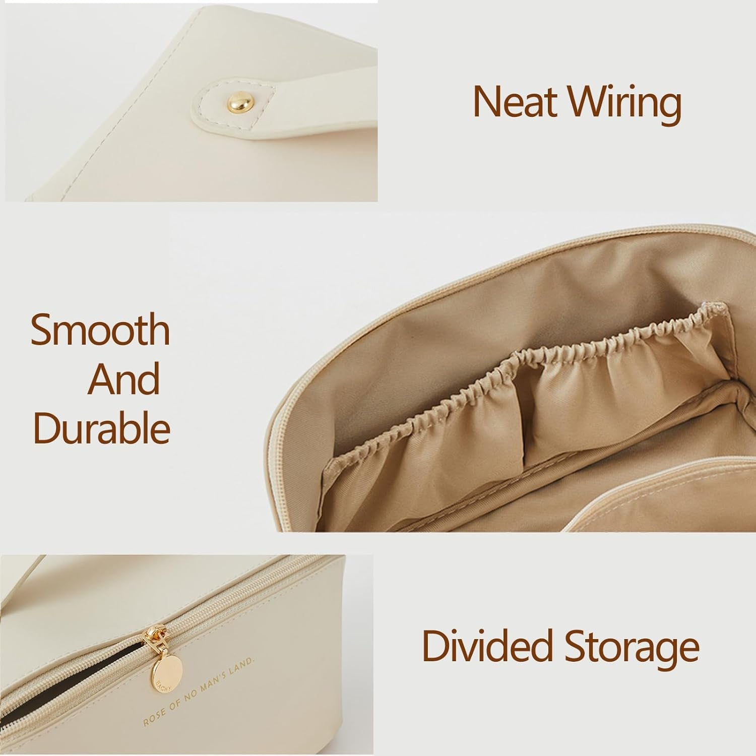 Bolsa de Cosméticos de Viaje de Gran Capacidad, Bolsa de Maquillaje de PU, Bolsa de Maquillaje de PU de Primera Calidad con Asa para Cosméticos, Artículos de Aseo de Las Mujer