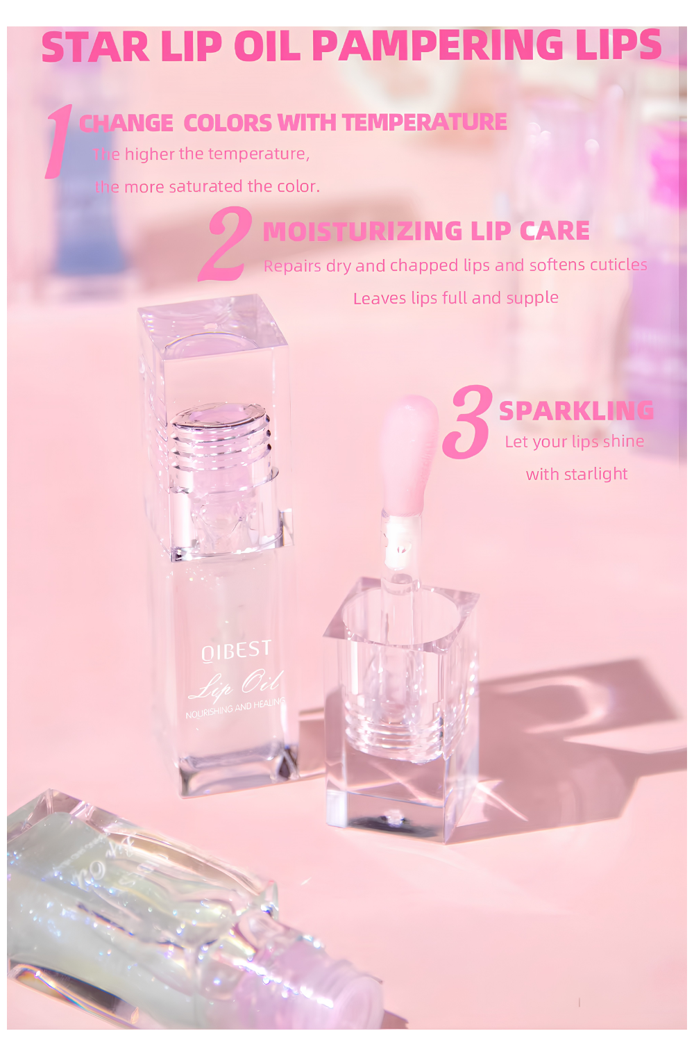 star lip oil pampering lips color changing gloss packaging bottle